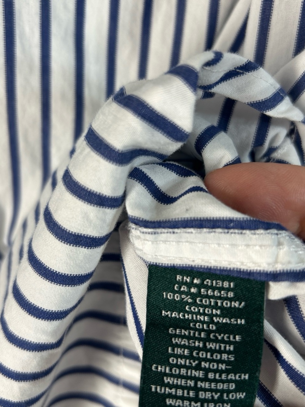 Ralph Lauren White and Navy Vertical Stripe Button-Down Shirt - Picture 3 of 4